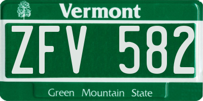 VT license plate ZFV582