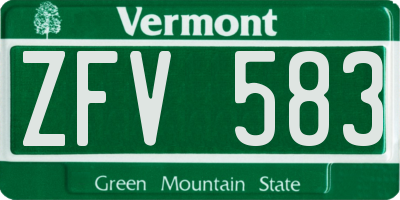VT license plate ZFV583