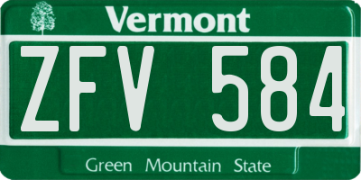 VT license plate ZFV584