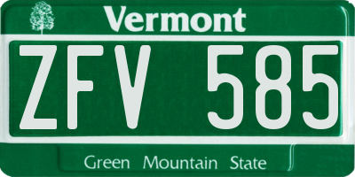 VT license plate ZFV585