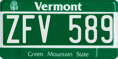 VT license plate ZFV589
