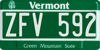 VT license plate ZFV592