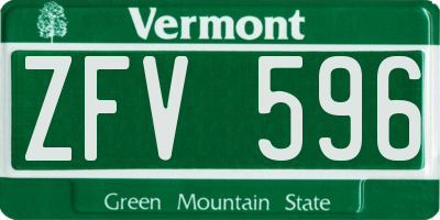 VT license plate ZFV596
