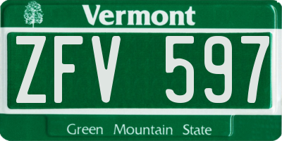 VT license plate ZFV597