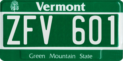 VT license plate ZFV601
