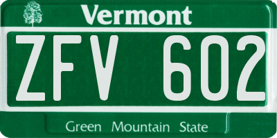VT license plate ZFV602