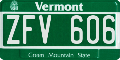 VT license plate ZFV606