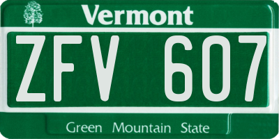VT license plate ZFV607