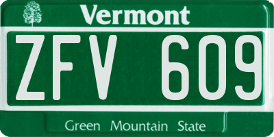 VT license plate ZFV609