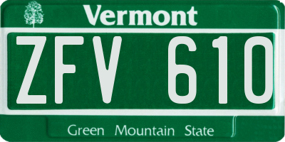 VT license plate ZFV610