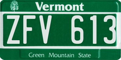 VT license plate ZFV613