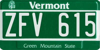 VT license plate ZFV615