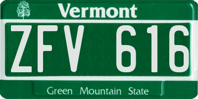 VT license plate ZFV616