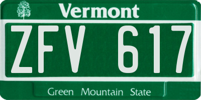 VT license plate ZFV617