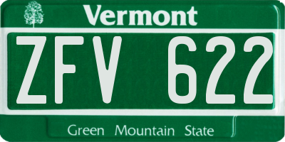 VT license plate ZFV622