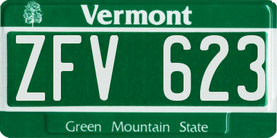 VT license plate ZFV623