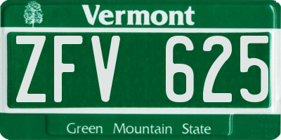 VT license plate ZFV625