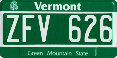 VT license plate ZFV626