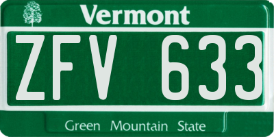 VT license plate ZFV633