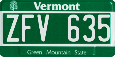 VT license plate ZFV635