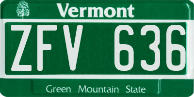 VT license plate ZFV636