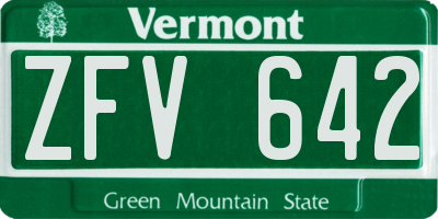 VT license plate ZFV642