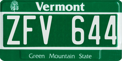 VT license plate ZFV644