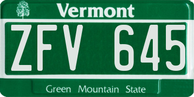 VT license plate ZFV645