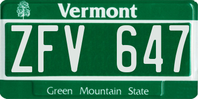 VT license plate ZFV647