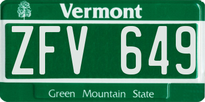 VT license plate ZFV649