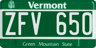 VT license plate ZFV650