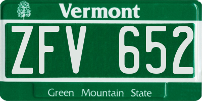 VT license plate ZFV652