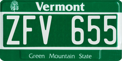 VT license plate ZFV655