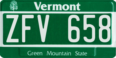 VT license plate ZFV658