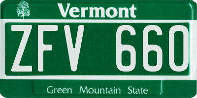 VT license plate ZFV660