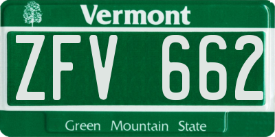 VT license plate ZFV662