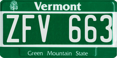 VT license plate ZFV663