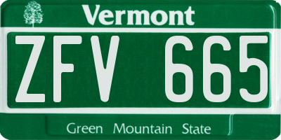 VT license plate ZFV665