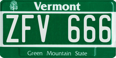 VT license plate ZFV666