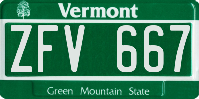 VT license plate ZFV667