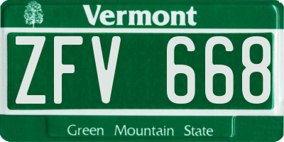 VT license plate ZFV668