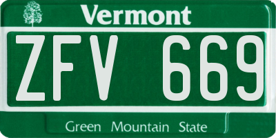 VT license plate ZFV669