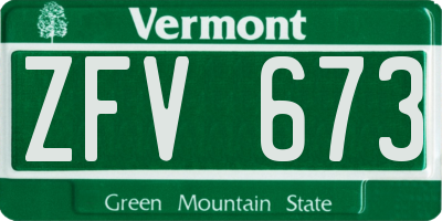 VT license plate ZFV673