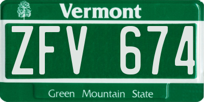 VT license plate ZFV674
