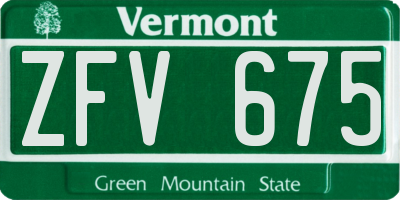VT license plate ZFV675