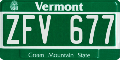 VT license plate ZFV677