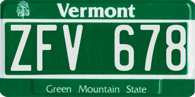 VT license plate ZFV678
