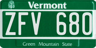 VT license plate ZFV680