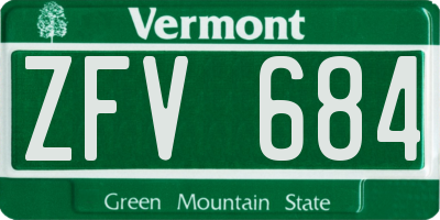 VT license plate ZFV684