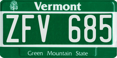 VT license plate ZFV685